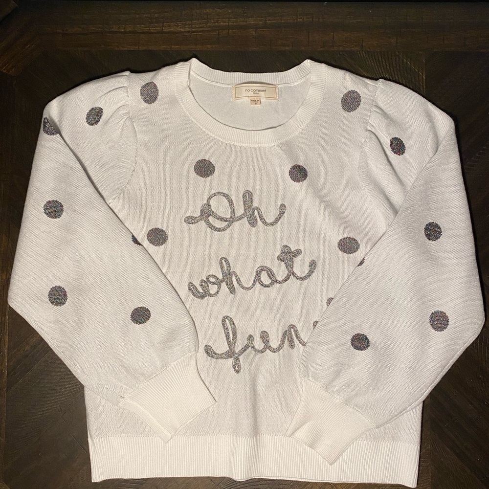 No Comment‎ NY-LA Sweater Polka Dots and Oh What Fun lettering Size Medium